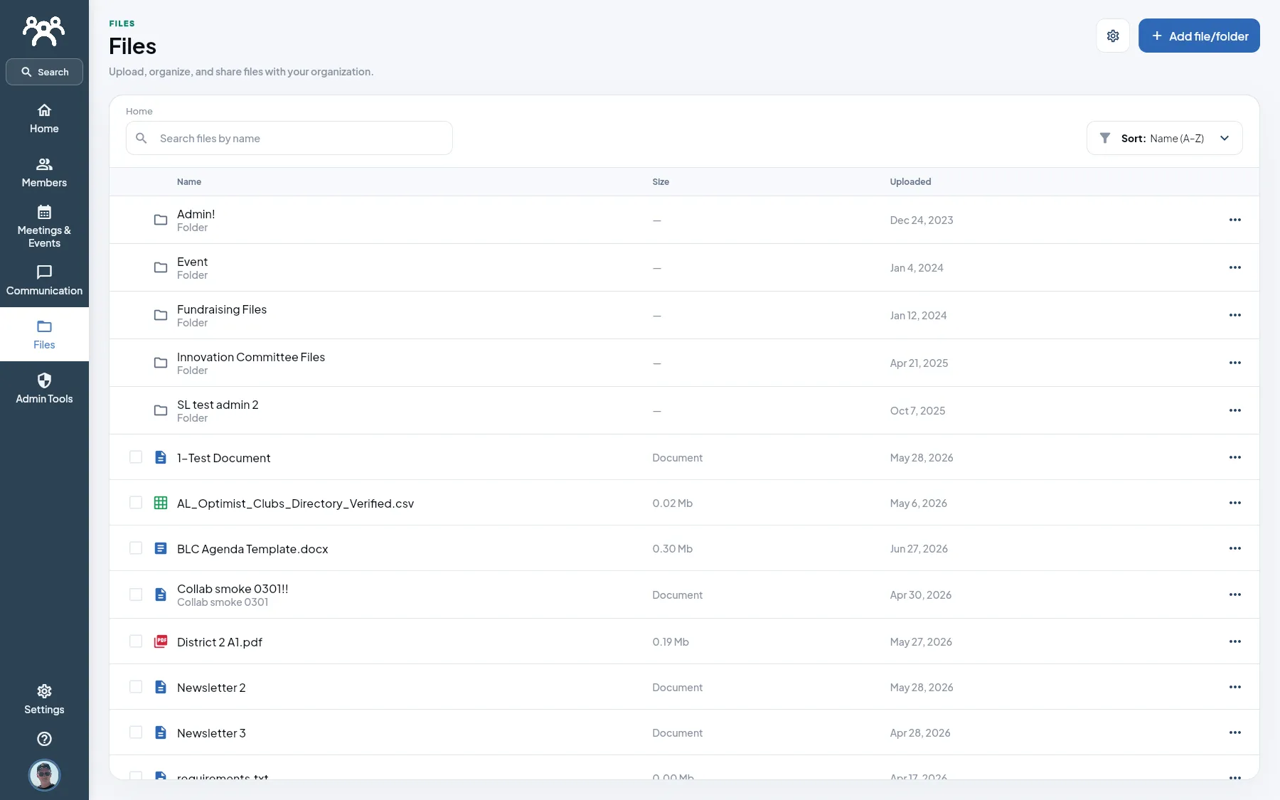 File Manager in MemberDay