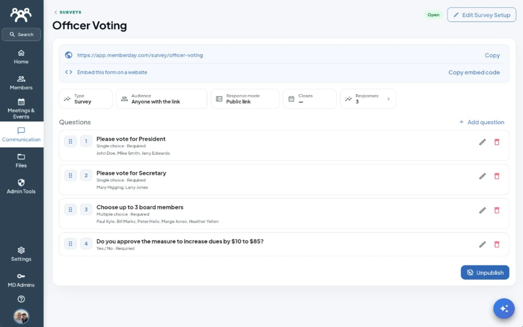 Surveys & Forms in MemberDay